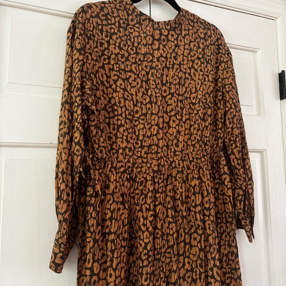 Rails Maple Dress Batik Cheetah Leopard Size Medium Long Sleeve Cinch Midi Dress - Picture 14 of 16